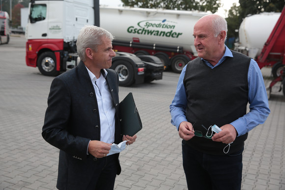 Besuch August Gschwander Transport GmbH in Teningen-Nimburg im Rahmen der Logistikreise am 13. Oktober 2021. 