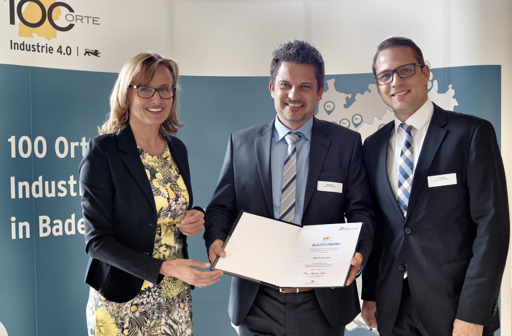 Wirtschaftsstaatssekretärin Katrin Schütz hat am 22. Mai 2017 die aktuellen Preisträger des Wettbewerbs „100 Orte für Industrie 4.0 in Baden-Württemberg“ ausgezeichnet.
