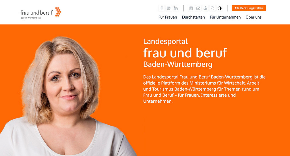 Bild von der Startseite www.frauundberuf-bw.de