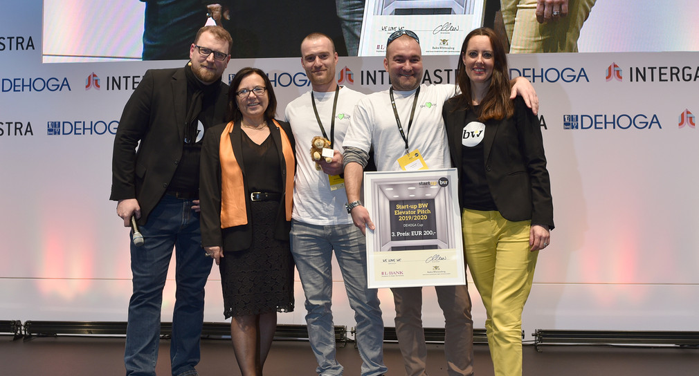 „Start-up BW Elevator Pitch“ DEHOGA-Cup: Team „WeLoveWc“ aus Offenburg erreichten den dritten Platz (Bild:  Start-up BW Elevator Pitch)