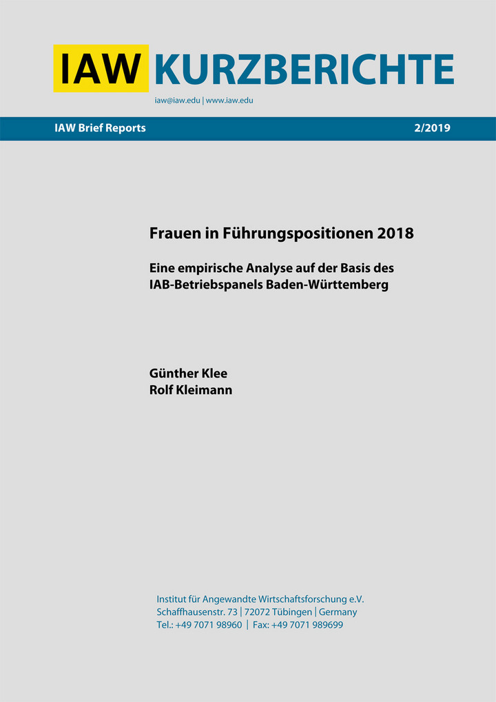 Titel ders IAW Kurzberichts Frauen in F&uuml;hrungspositionen 2018