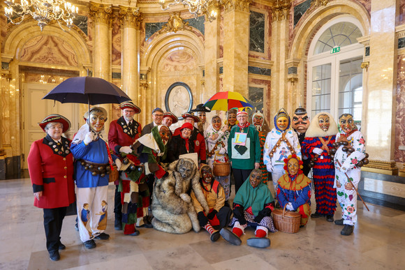 Fastnacht Närrischer Staatsempfang der Landesregierung Gruppenbild mit dem Närrischen Freundschaftsring Neckar-Gäu