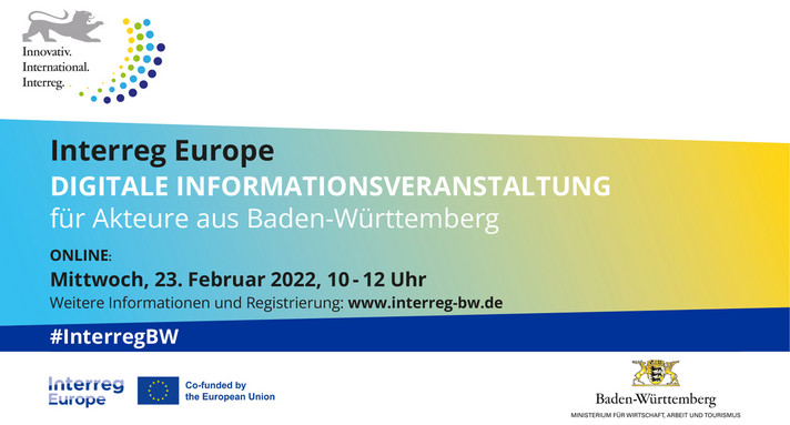 Online auf Webex, 23. Februar, 10 Uhr Interreg Europe Programm: Anträge stellen und Projekte starten