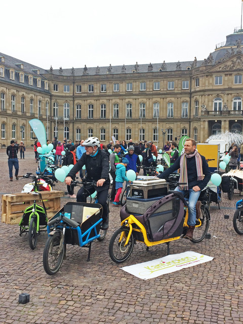 Elektromobilität Größte E-Lastenrad-Flotte 2018 in Stuttgart versammelt Bilderquelle: Ministerium für Verkehr BW