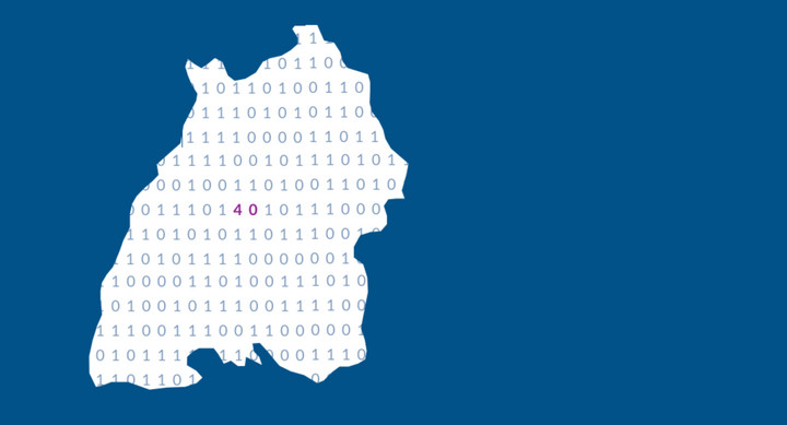 Umriss von Baden-W&uuml;rttemberg auf blauem Grund