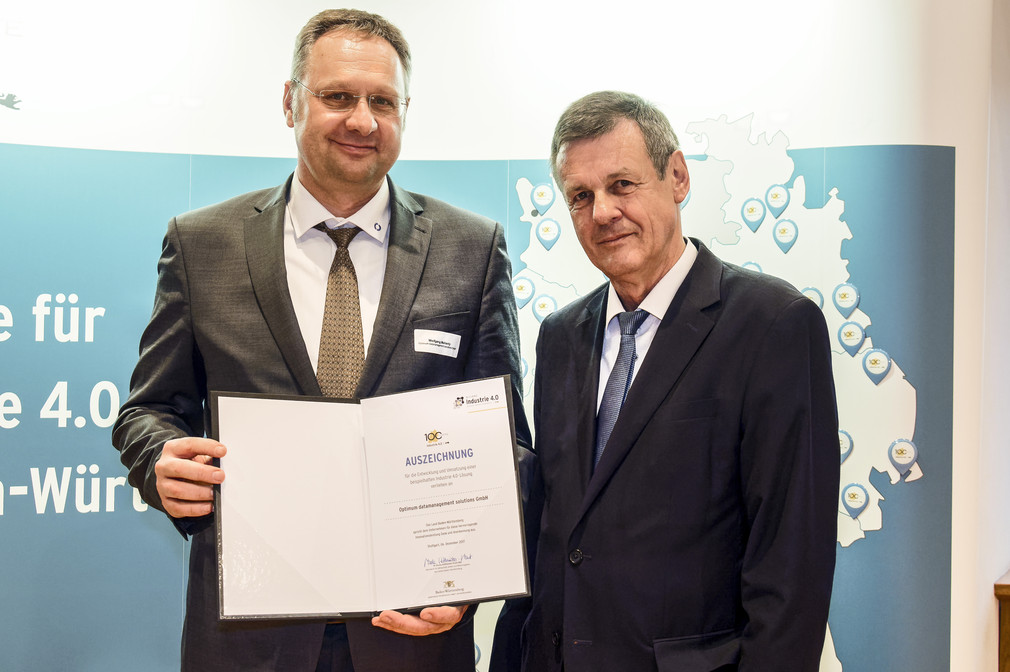 Auszeichnung "100 Orte für Industrie 4.0 in Baden-Württemberg" am 6. Dezember 2017