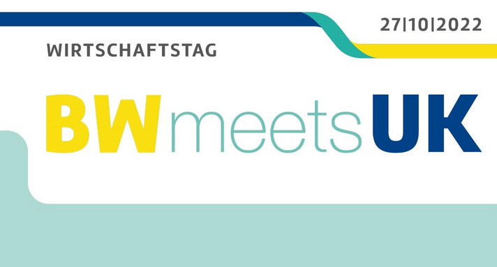 Grafisch gestalteter Text Wirtschaftstag BW meets UK am 27.10.2022