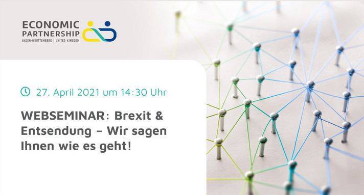 Grafik mit dem Text Webseminar und Entsendung am 27. April 2021, 14.30 Uhr