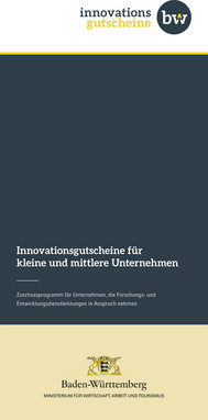 Titel des Faltblatts: Innovationsgutscheine für kleine und mittlere Unternehmen