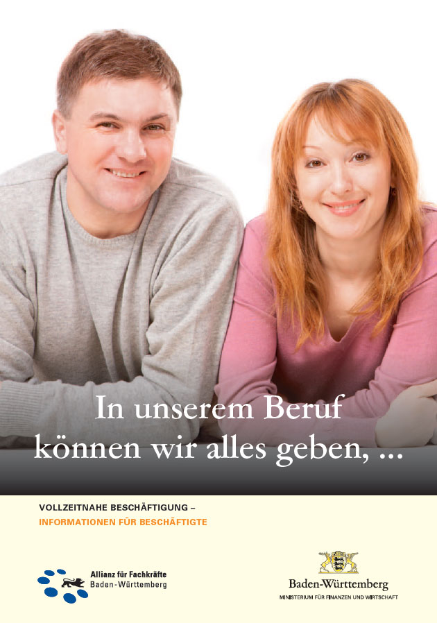 Titel des Faltblatts: Vollzeitnahe Besch&auml;ftigung