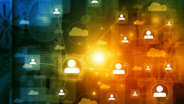 Symbole f&uuml;r Netzwerke auf buntem Hintergrund