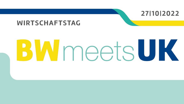 Grafisch gestalteter Text Wirtschaftstag BW meets UK am 27.10.2022