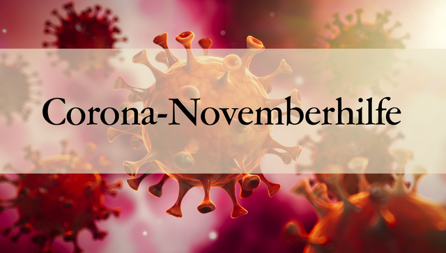 Das Wort November-Hilfe vor dem Hintergrund eines Corona-Virus