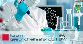 Medizinisches Labor mit dem Logo Forum Gesundheitsstandort Baden-Württemberg