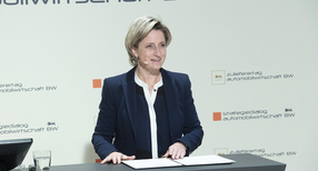 Wirtschaftsministerin Dr. Hoffmeister-Kraut bei der Er&ouml;ffnung des Zulieferertags Automobilwirtschaft am 4.11.2020